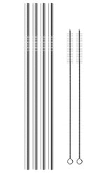 Stainless Steel Straight Straw - 10.5" Inch, Set of 4 + Brush