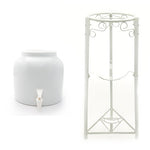 Classic White Beverage Dispenser & 3 Step Floor Metal Stand Bundle