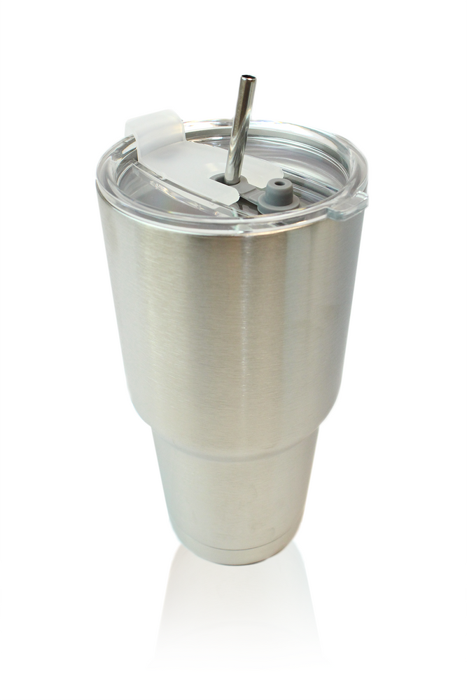 D2 Insulated 30 Oz Tumbler with Straw & Brush - Stainless Steel
