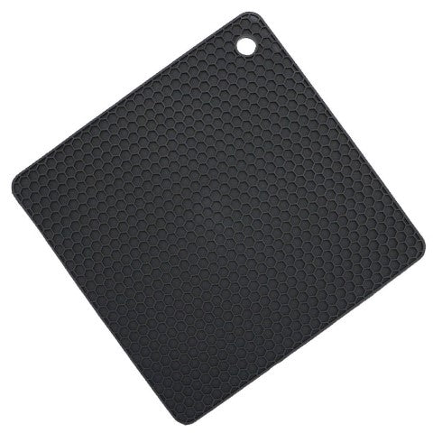Silicone Square Trivet Mat - 7" x 7" Inches, Black