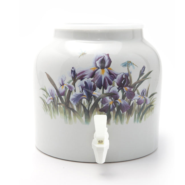 Bluewave Purple Iris Design Beverage Dispenser Crock