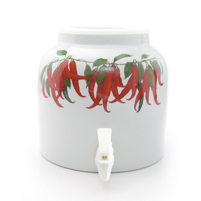 Bluewave Red Chili Pepper Design Beverage Dispenser Crock